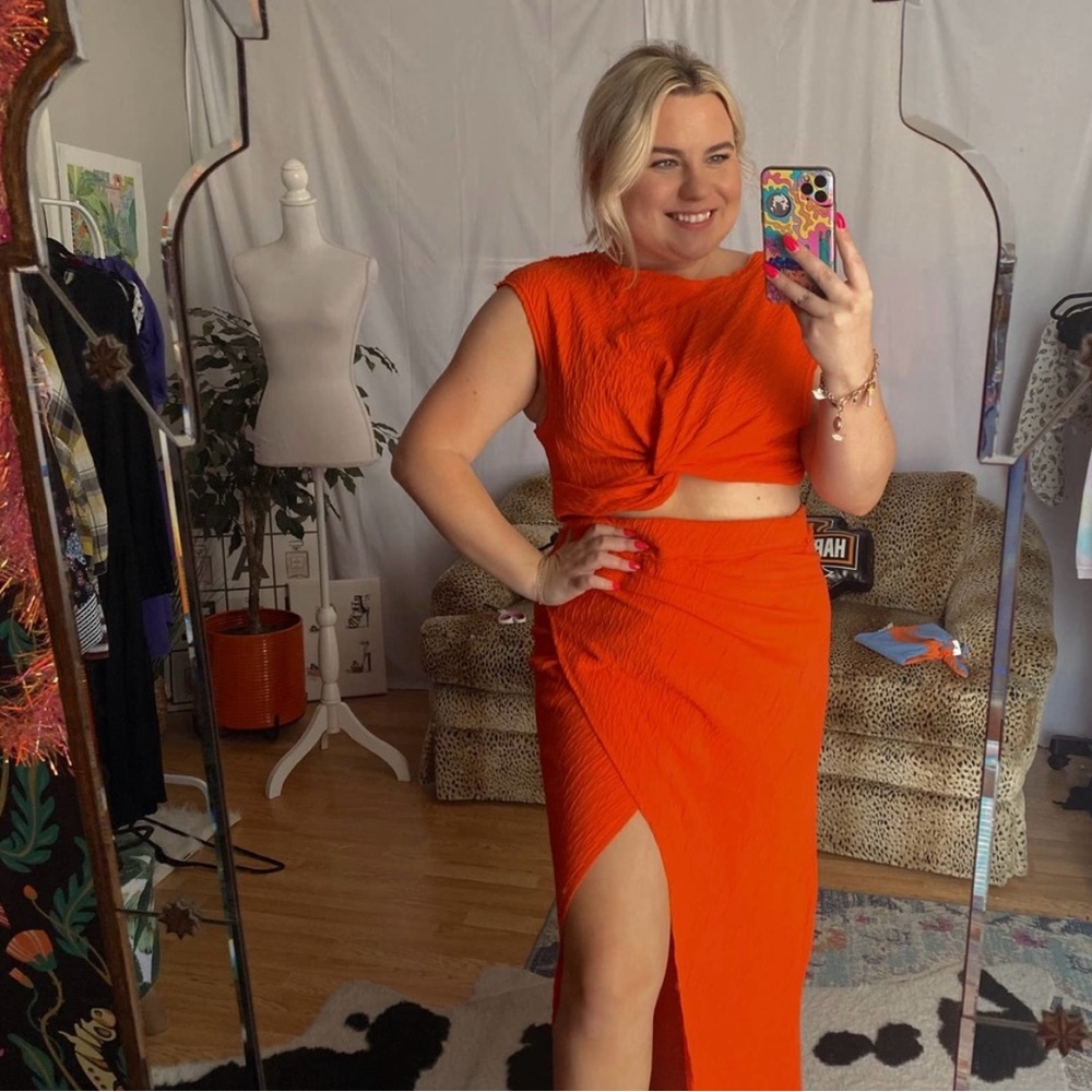 Orange Free People shirt and skirt set